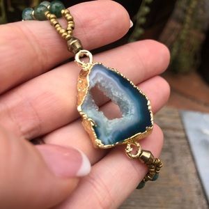 Jewelry - Blue Druzy Geode Slice Stretch Bracelet Jewelry - Blue Druzy Geode Slice Stretch Bracelet
